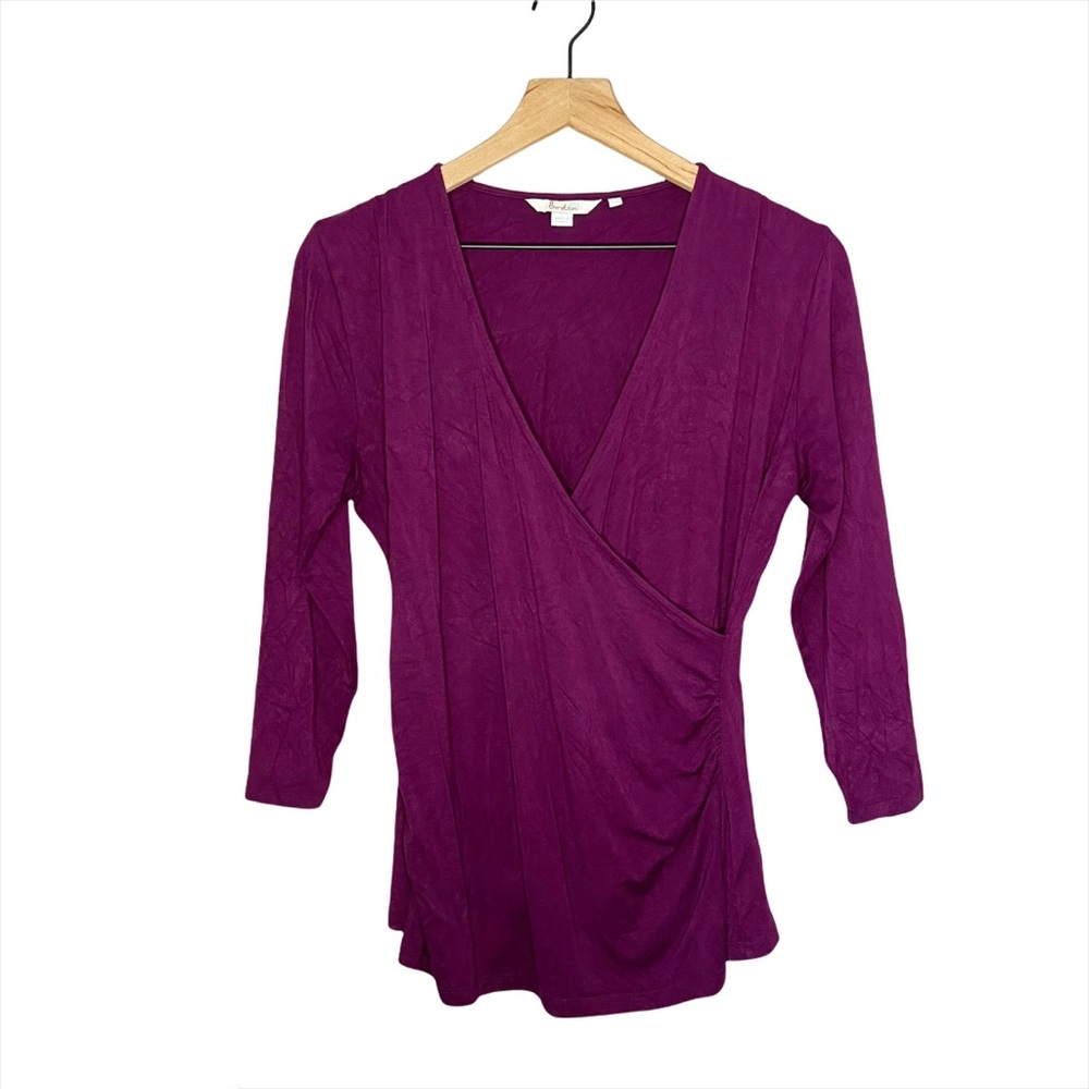 Boden V Neck 3/4 Sleeve Faux Wrap Top 10